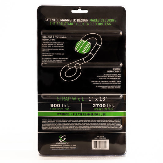 1"x16' Ratchet Strap (2 pack)